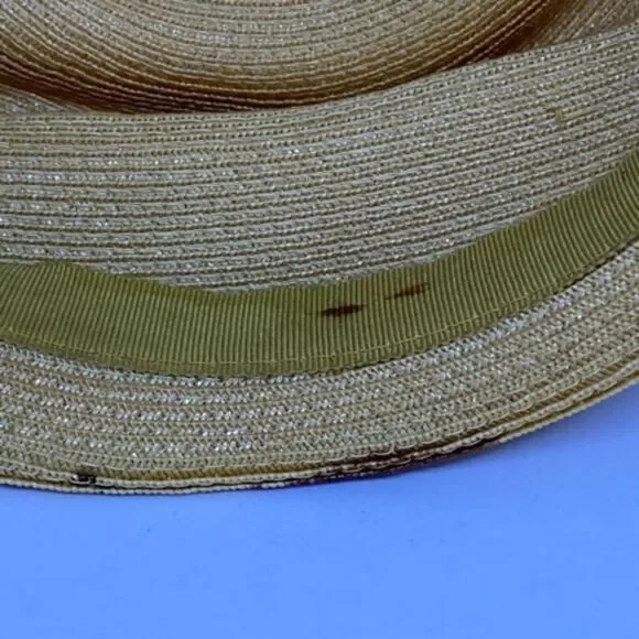 Vintage Yellow Hat with Silver V Shaped Accent - Picture 5 of 13